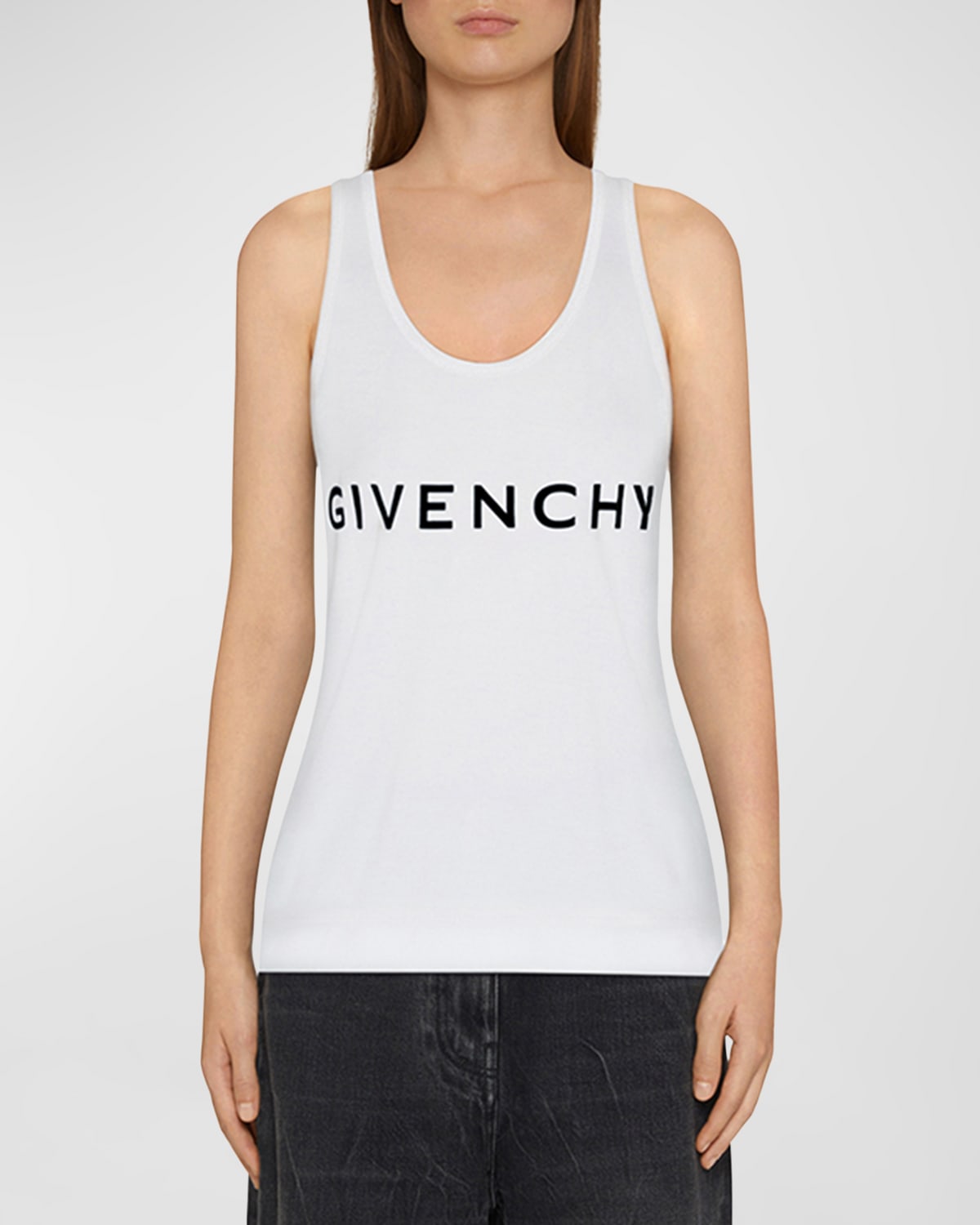 Shop Givenchy Logo Scoop-neck Tank Top In Whiteblack