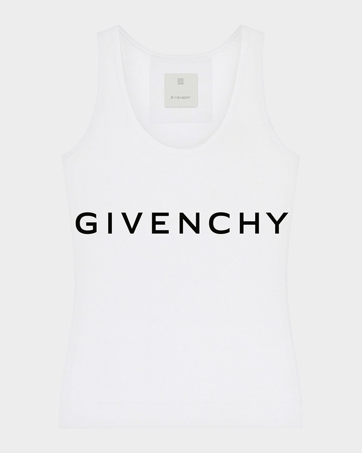Givenchy Logo Scoop-neck Tank Top In Whiteblack