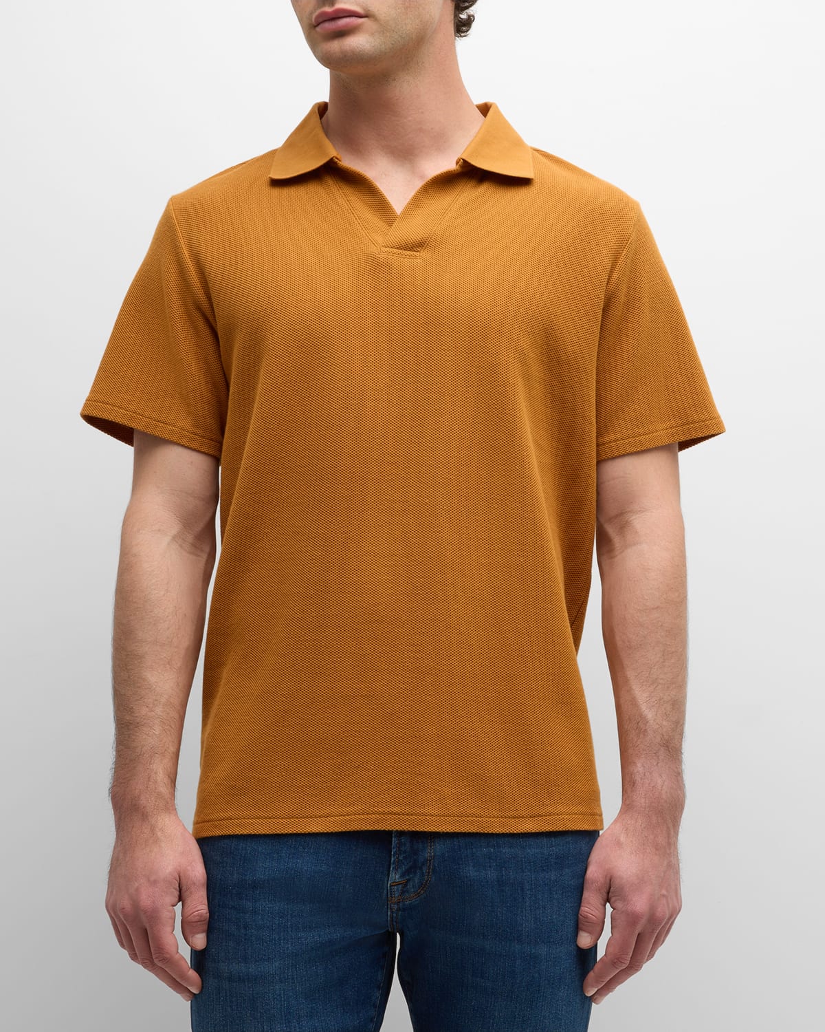 Shop Frame Men's Jacquard Polo Shirt In Rust