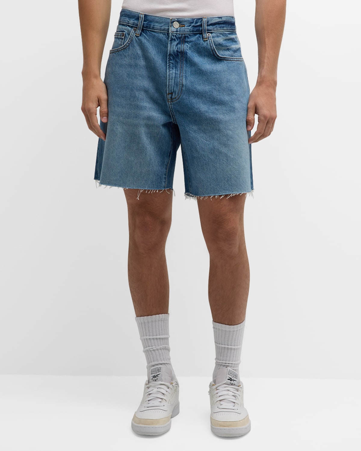 Shop Frame Men's Vintage Raw-hem Denim Shorts In Raywood Clean