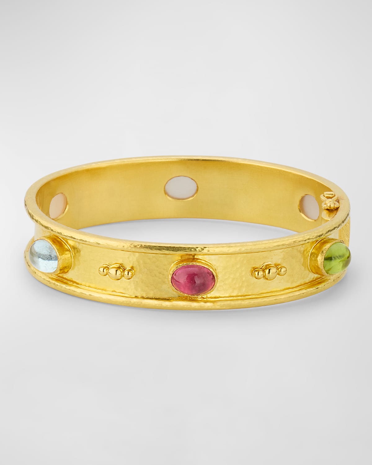 19K Yellow Gold Tutti-Frutti Mixed-Stone Narrow Bangle
