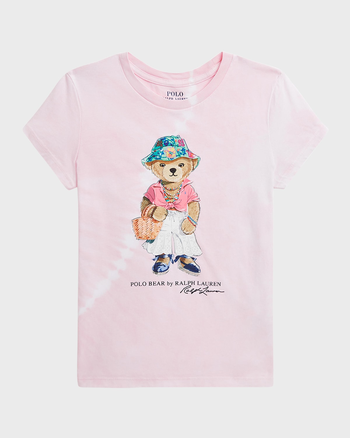 Ralph Lauren Kids' Girl's Polo Bear Graphic T-shirt In Hint Of Pink Tie