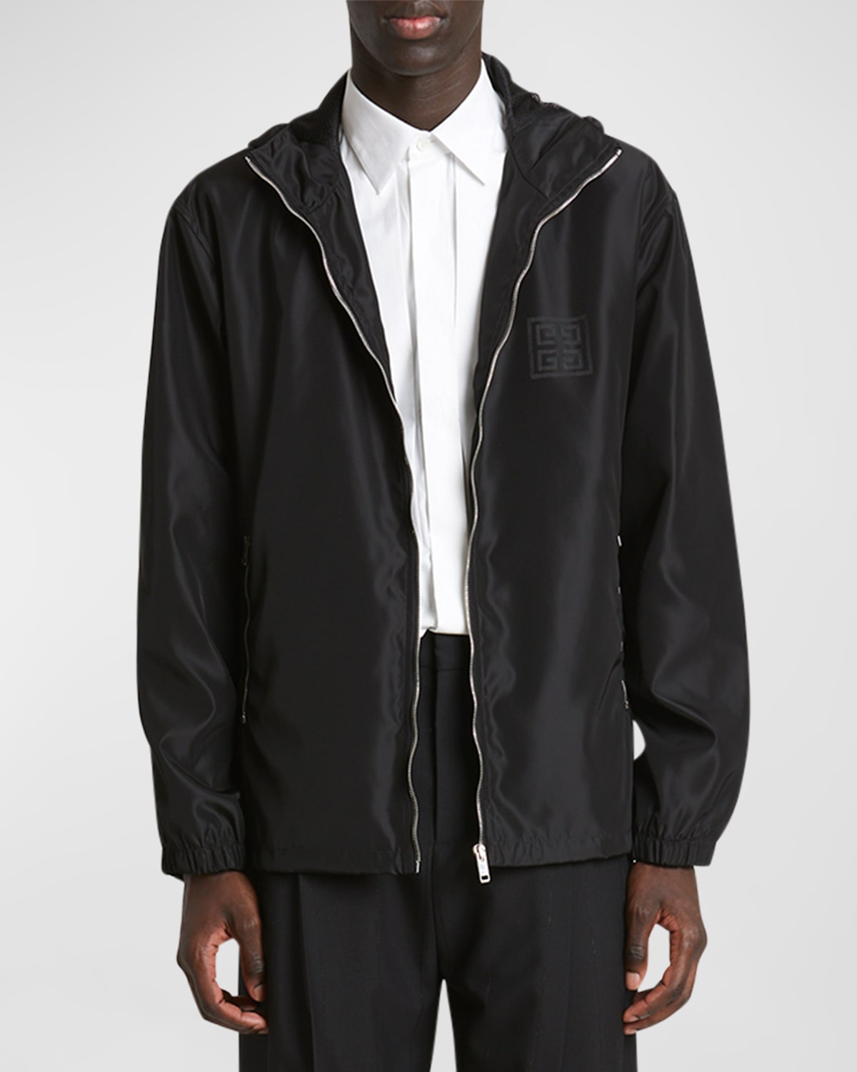 Shop Givenchy Men's 4g Jacquard Wind-resistant Jacket In Black