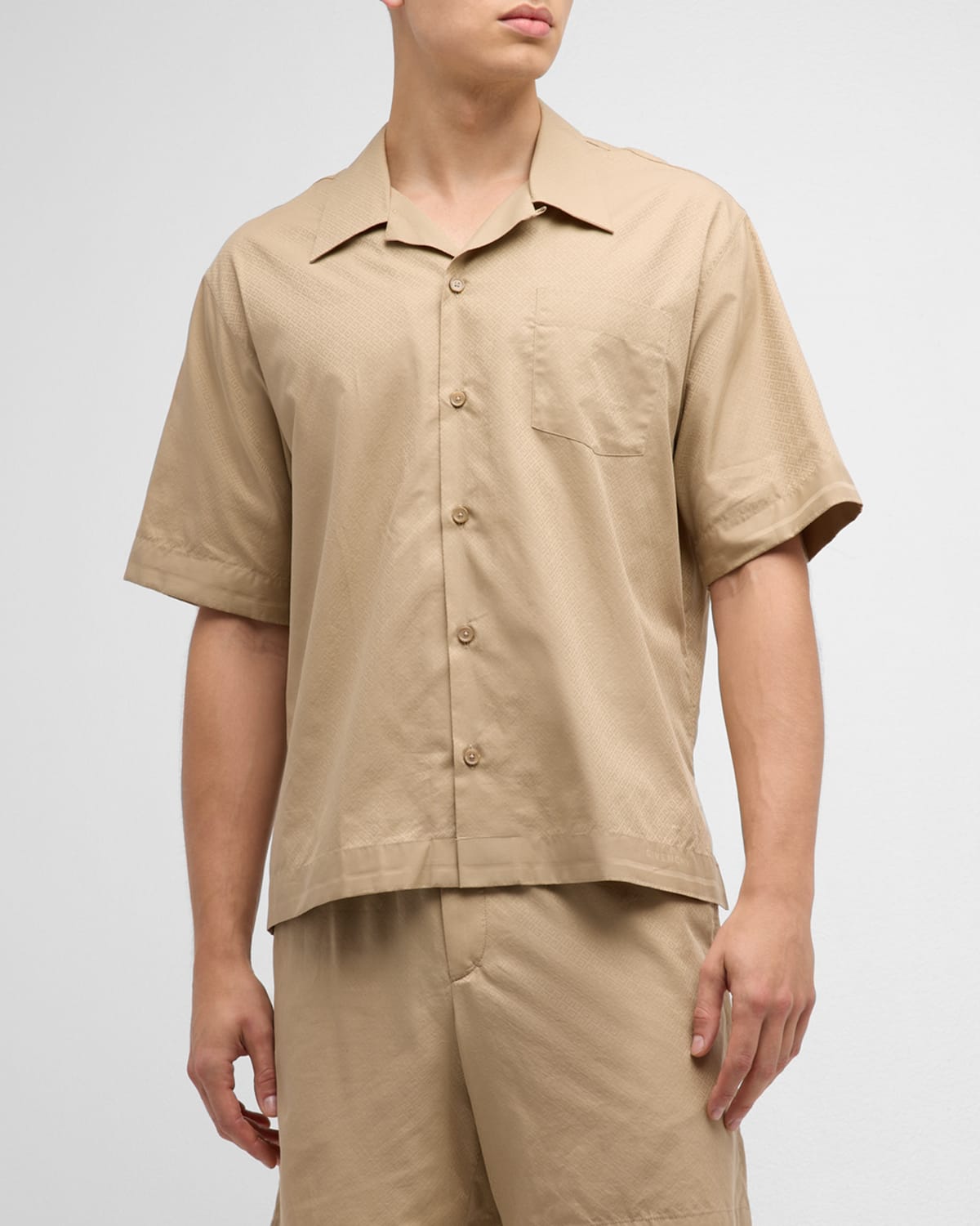 Shop Givenchy Men's Patterned Bowling Shirt In Beige