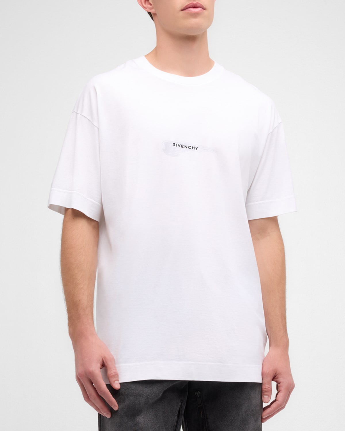Shop Givenchy Men's Wing Logo Short-sleeve Cotton T-shirt In White