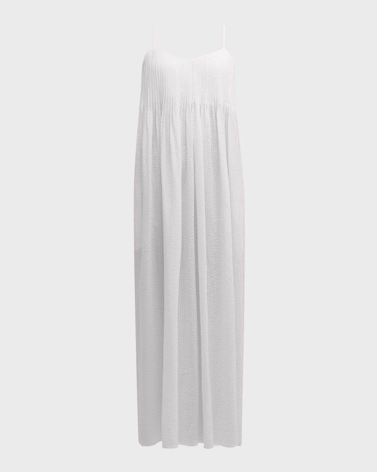 Foemina Viv Pintuck Seersucker Maxi Dress In White