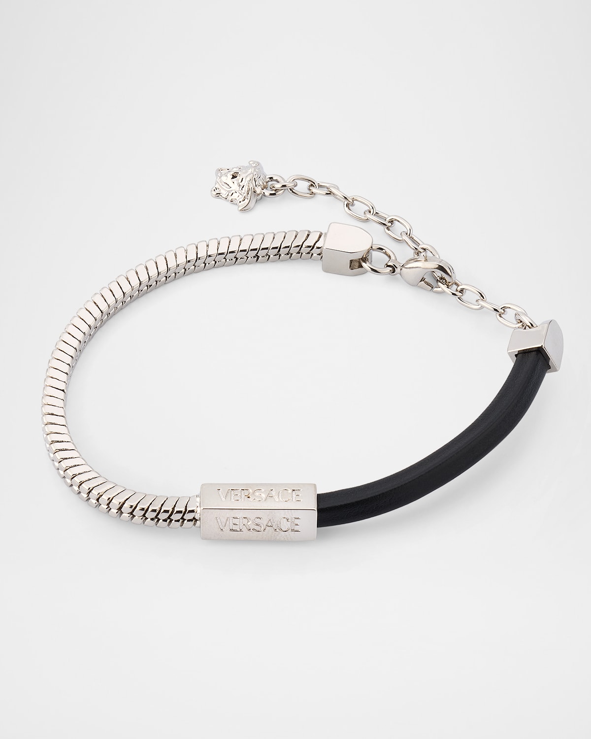 Versace Men's Metal and Leather Bracelet