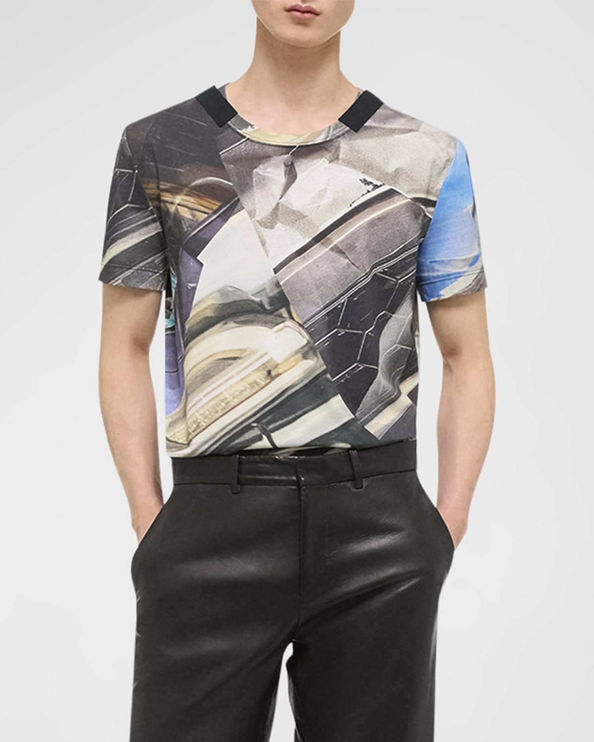 Helmut Lang Abstract-print Cotton T-shirt In Silver Car Print
