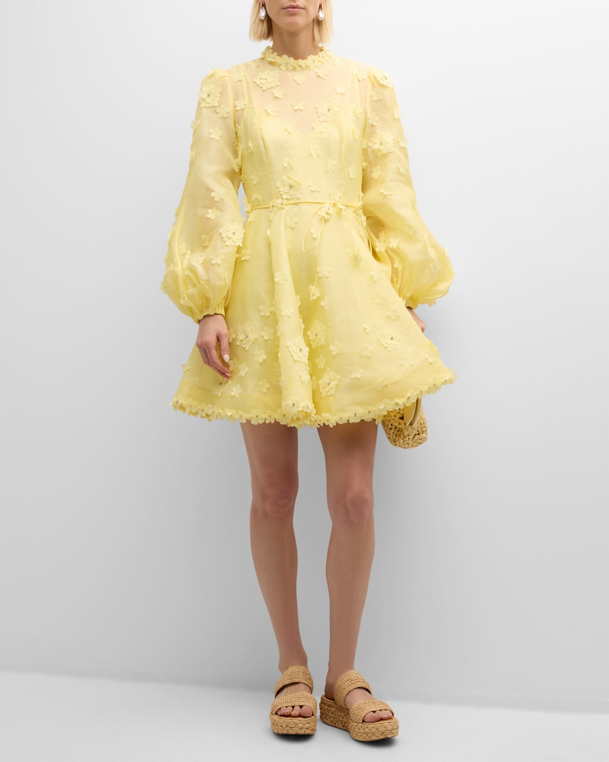 Shop Zimmermann Matchmaker Lift Off Mini Dress In Lemon