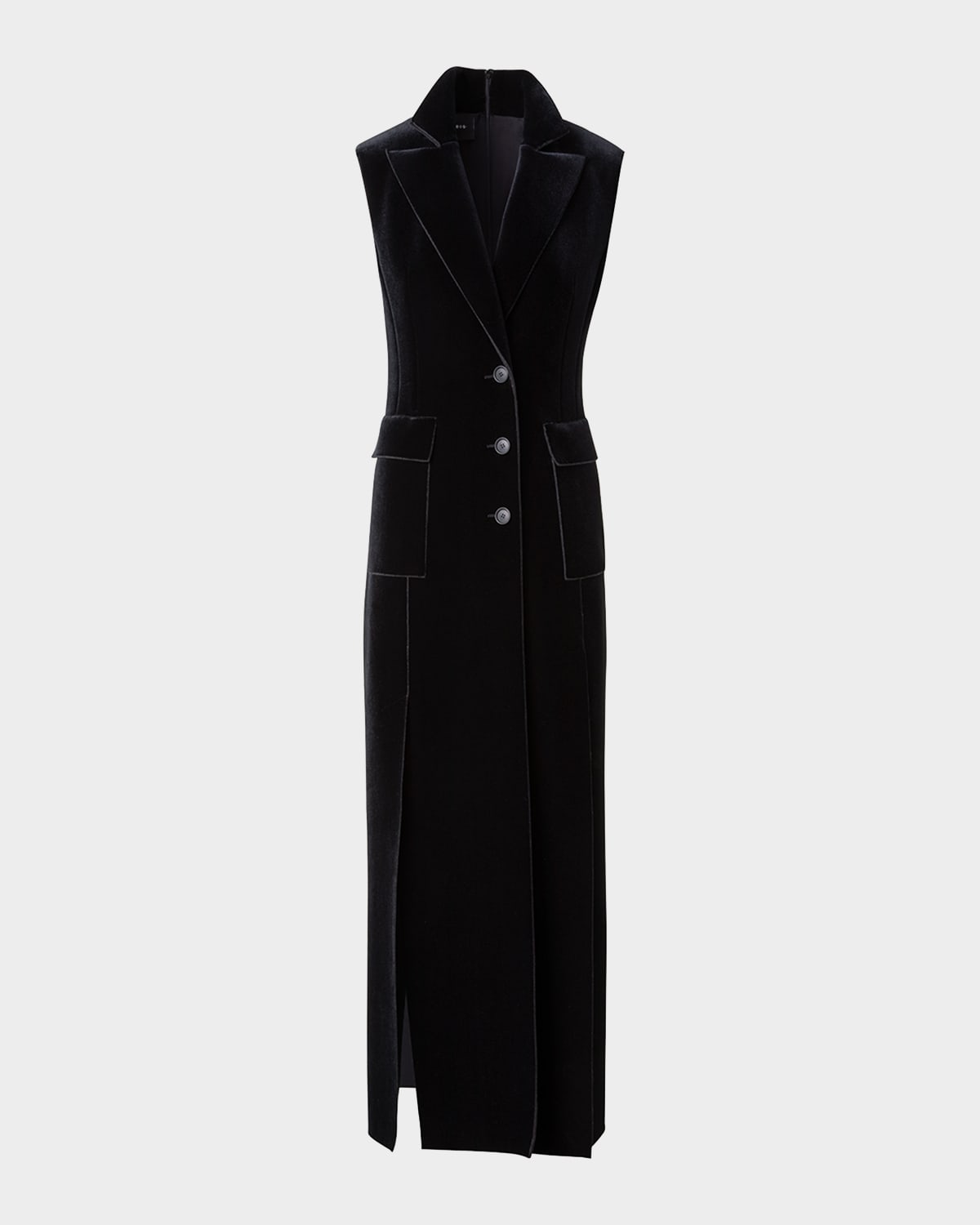 Akris Neoprene Velvet Tuxedo Gown In Black