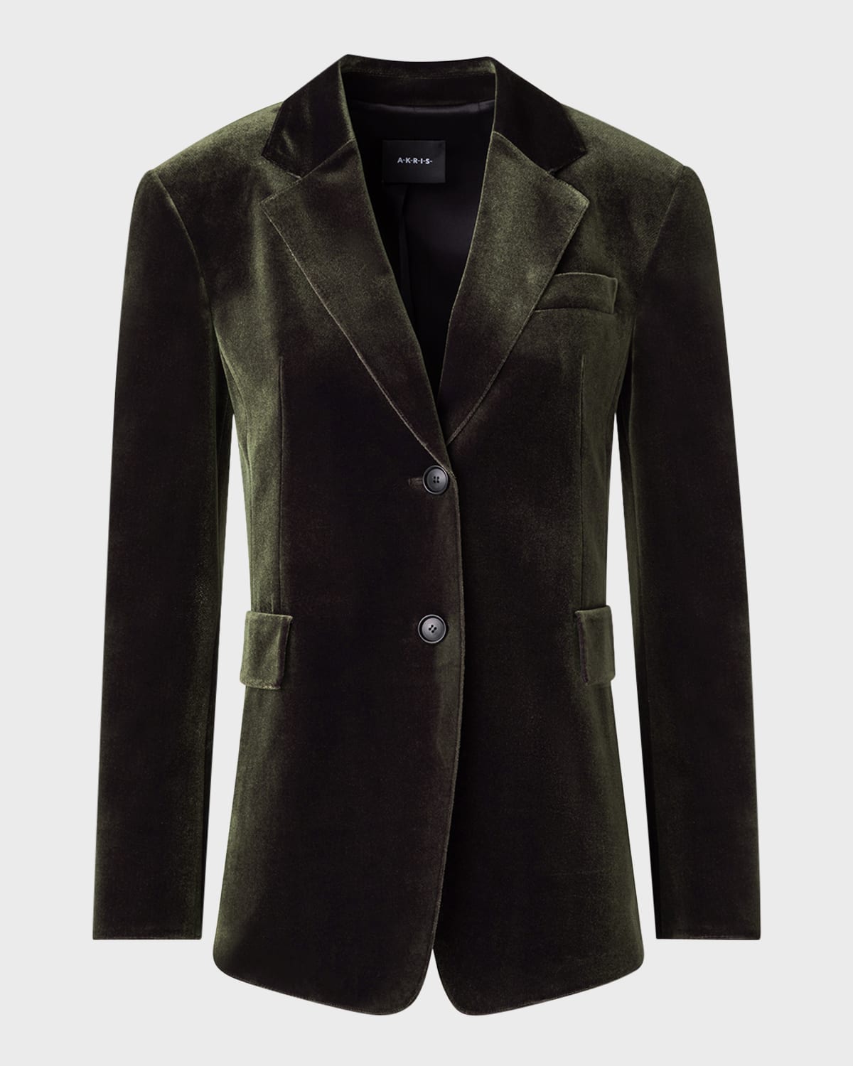 Akris Taddeo Stretch Velvet Blazer Jacket In Kale Green