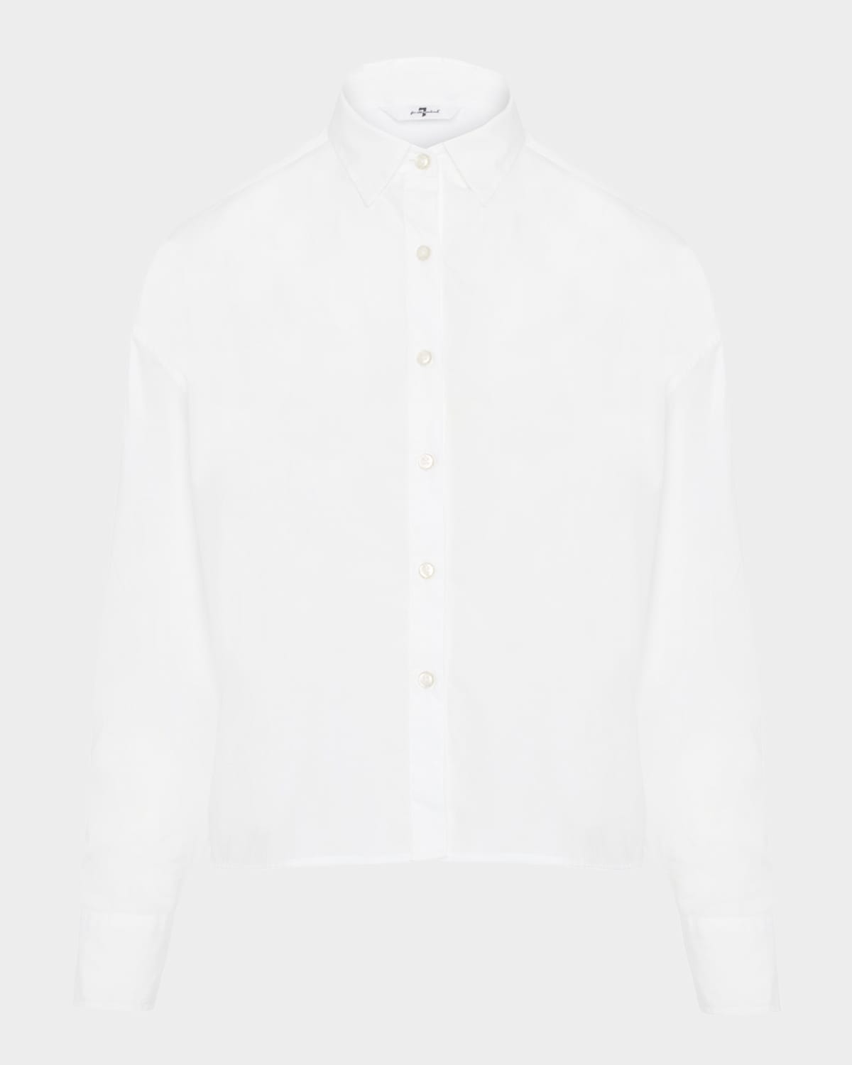 7 For All Mankind Cropped Button-front Shirt In White