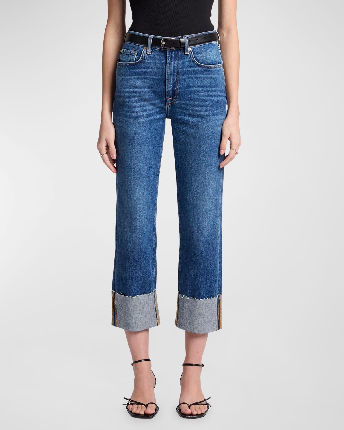 Shop 7 For All Mankind Logan Stovepipe Cuffed Jeans In Explorer 3
