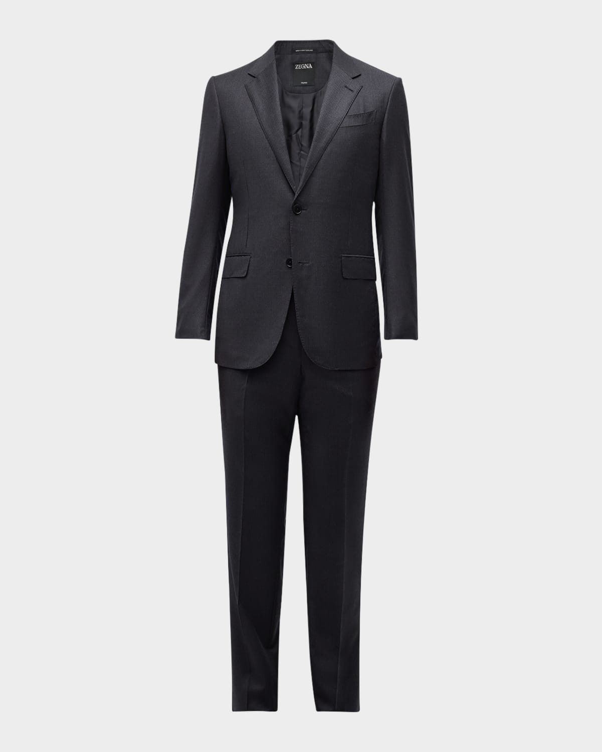 Zegna Men's Trofeo Narrow Stripe Wool Suit In Blk Strp