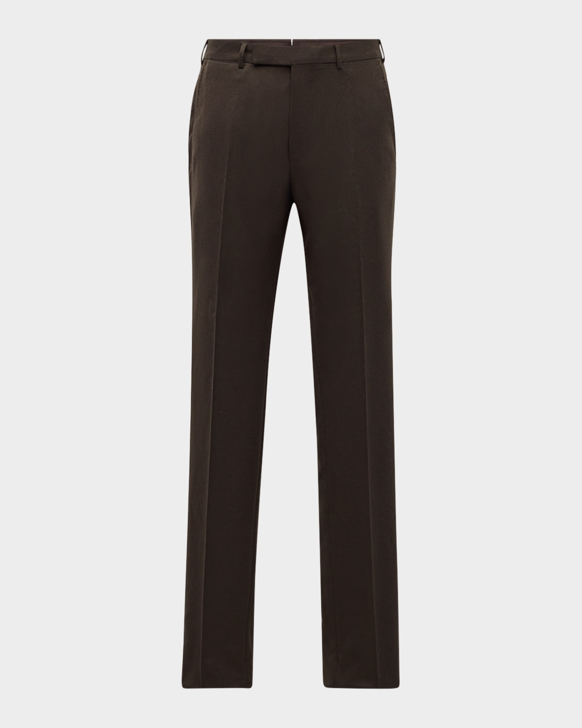 Zegna Men's Solid Pure Wool Flat-front Pants In Dk Brw Sld