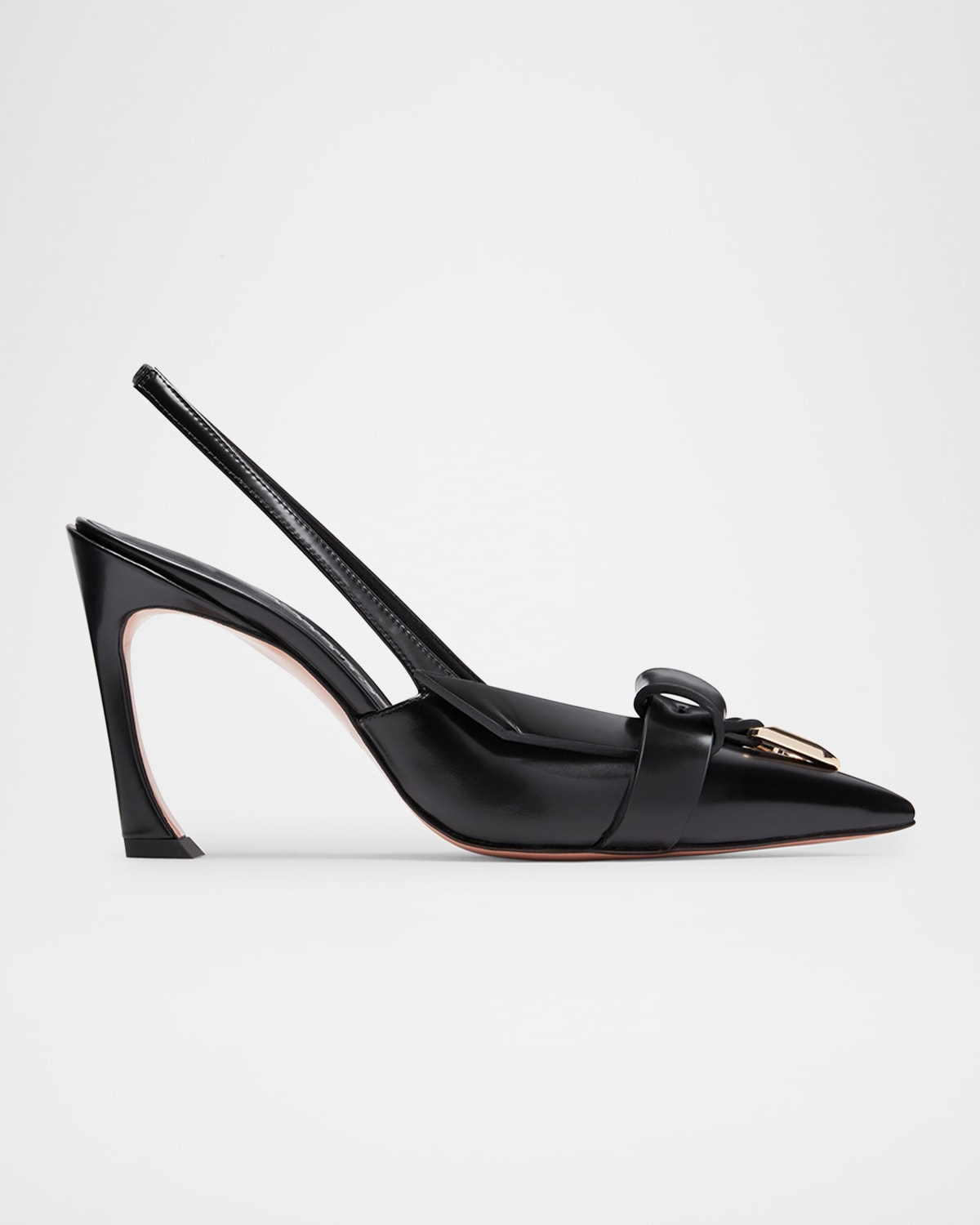 Glossy Buckle Slingback Pumps