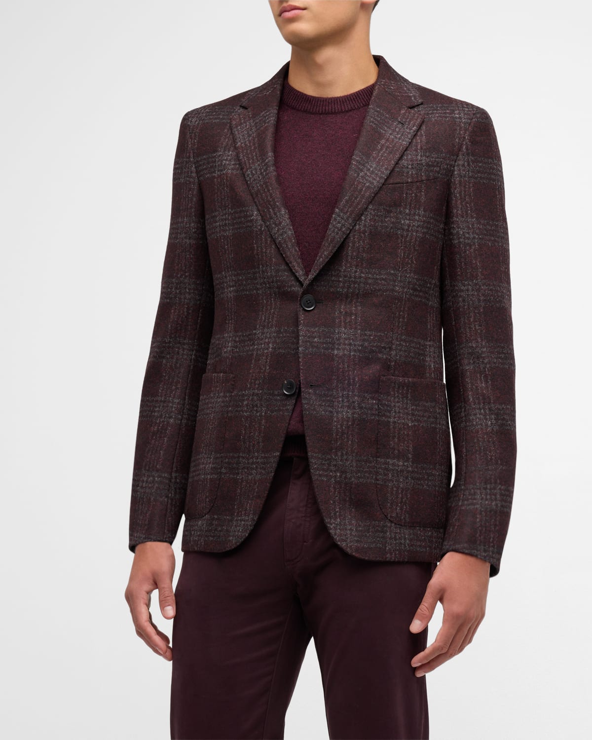 Men's Wool-Blend Plaid Sport Coat