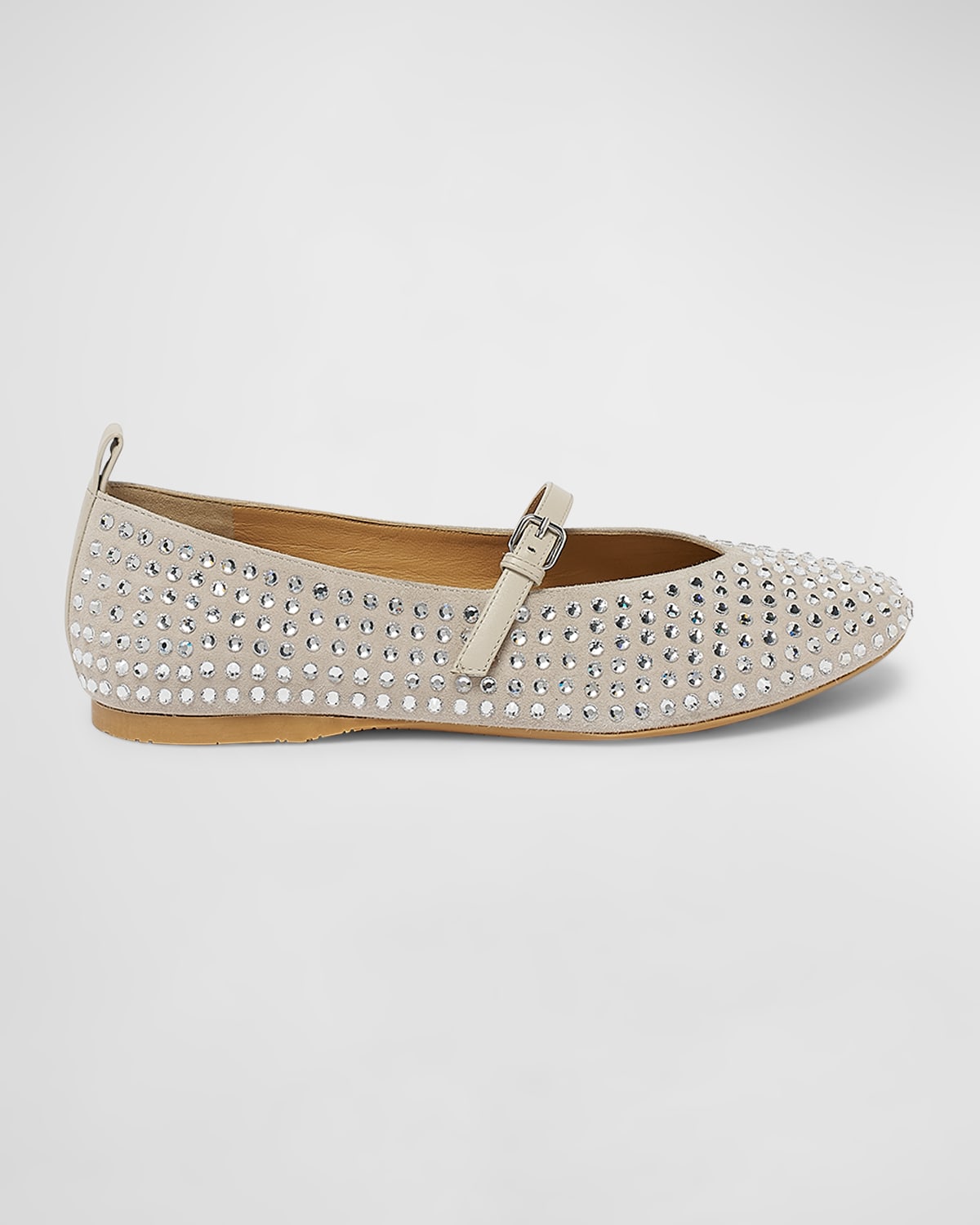 Jw Anderson Strass Suede Mary Jane Ballerina Flats In White