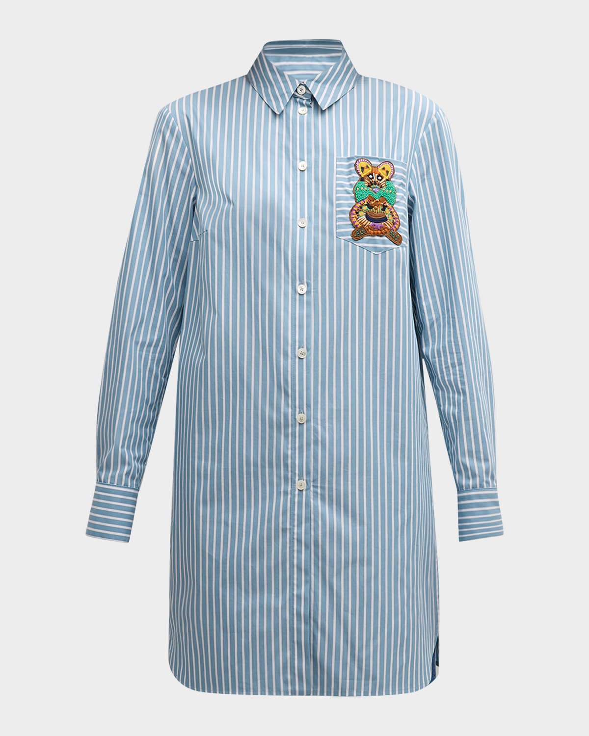 Striped Tunic with Abstract Embroidery