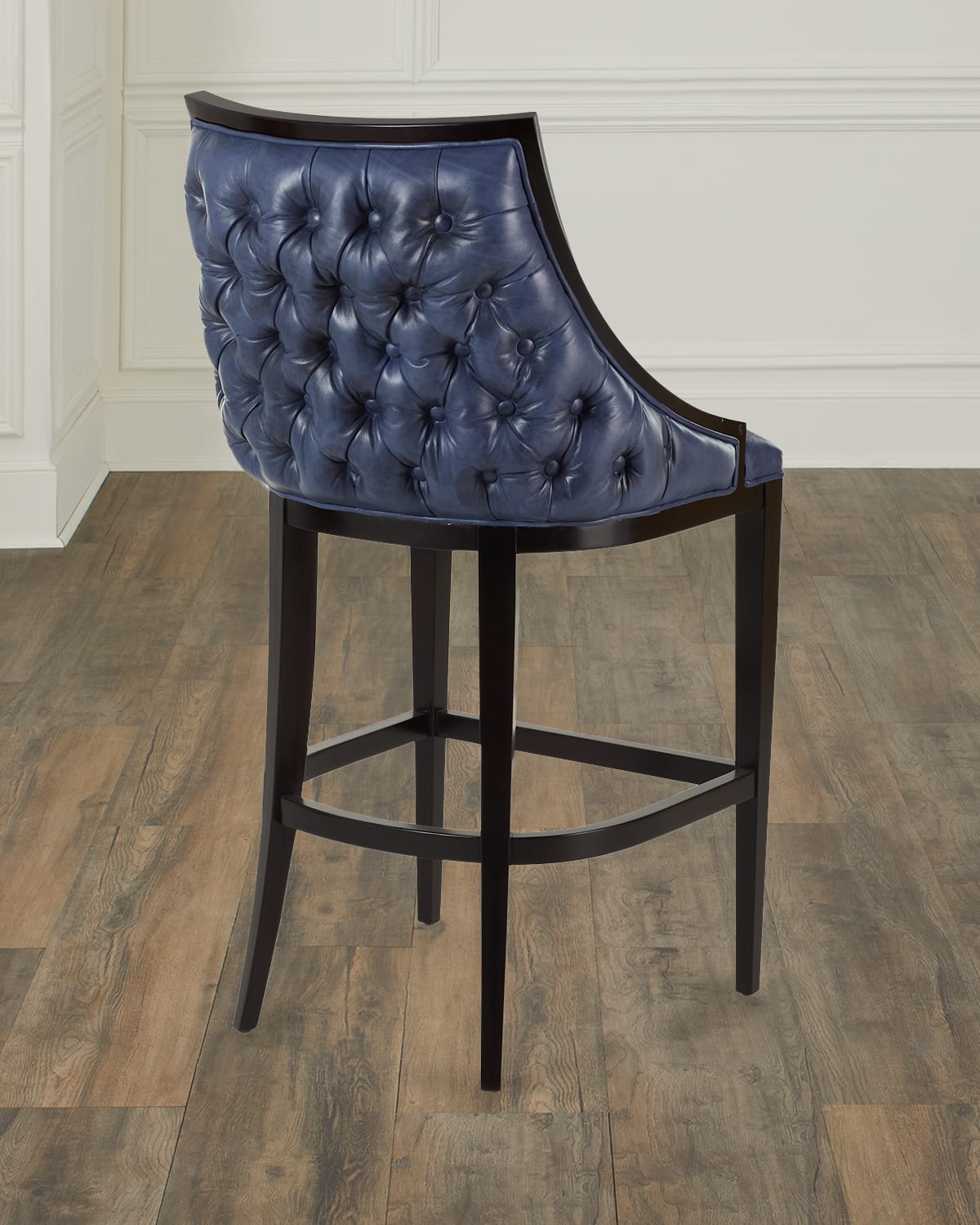 Shop Old Hickory Tannery Kellan Leather Tufted Barstool, 28" In Blue