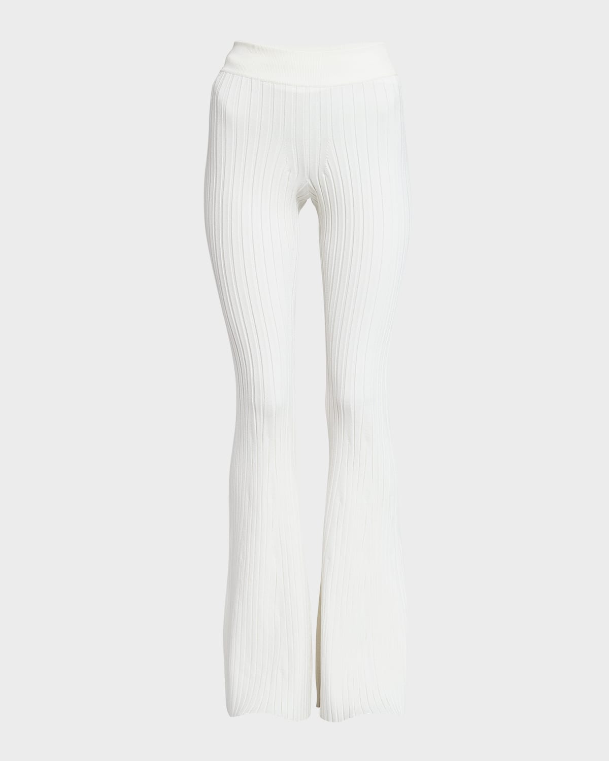Shop Stella Mccartney Rib Knit Flare Trousers In Natural