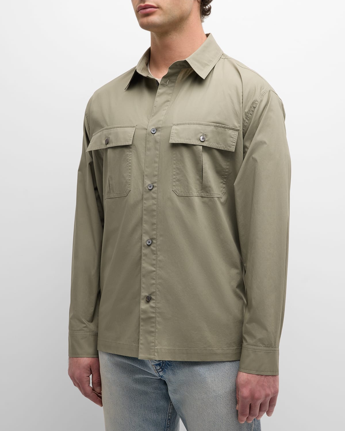 Shop Frame Men's 2-pocket Military Overshirt In Dry Sage