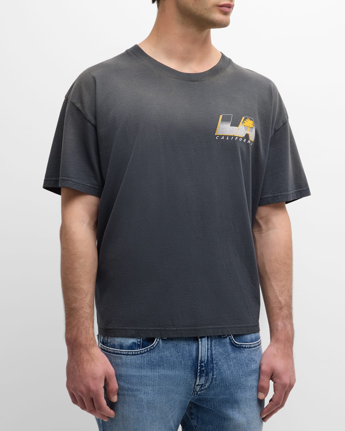 Shop Frame Men's Vintage Print Boxy T-shirt In Washed Black