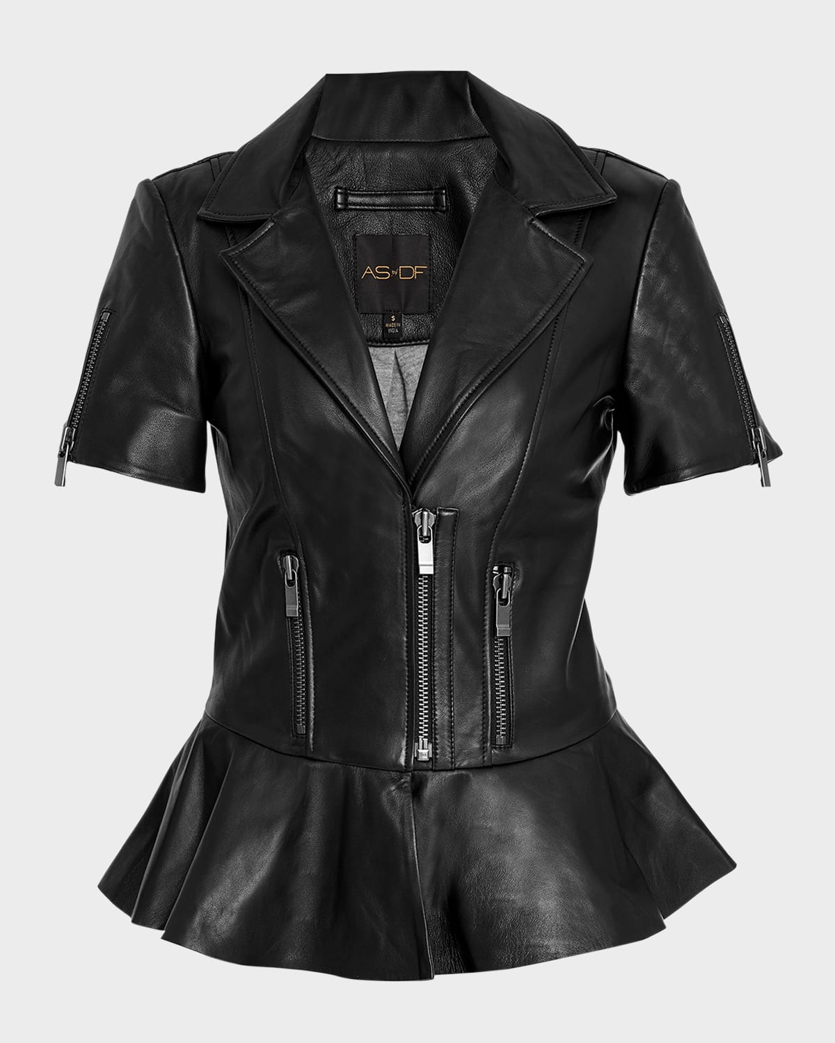 Kat Upcycled Leather Peplum Jacket