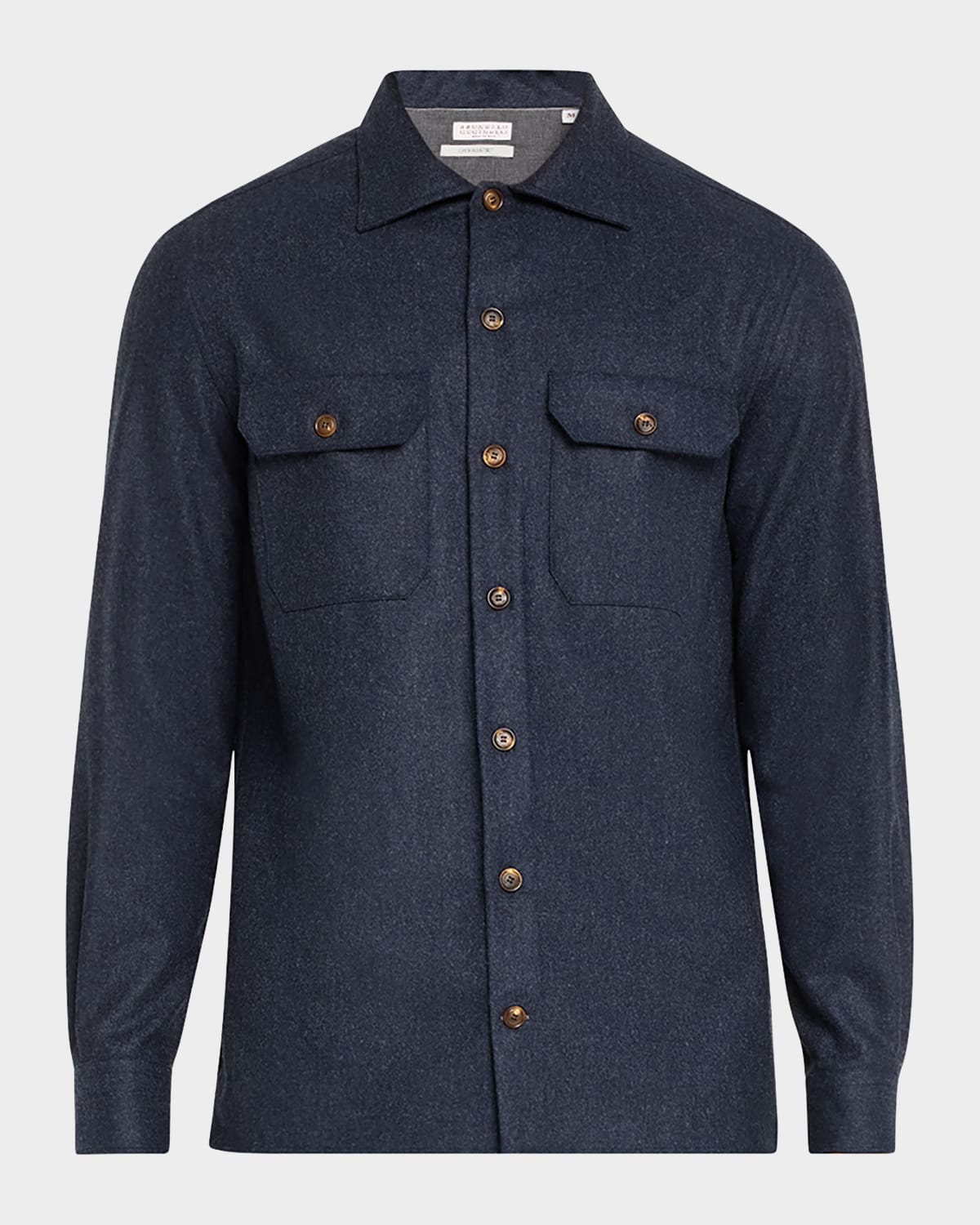 BRUNELLO CUCINELLI MEN'S WOOL FLANNEL OVERSHIRT 