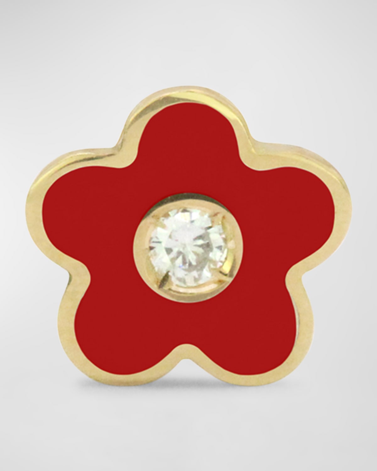 18K Enamel Daisy Diamond Stud Earring, Single