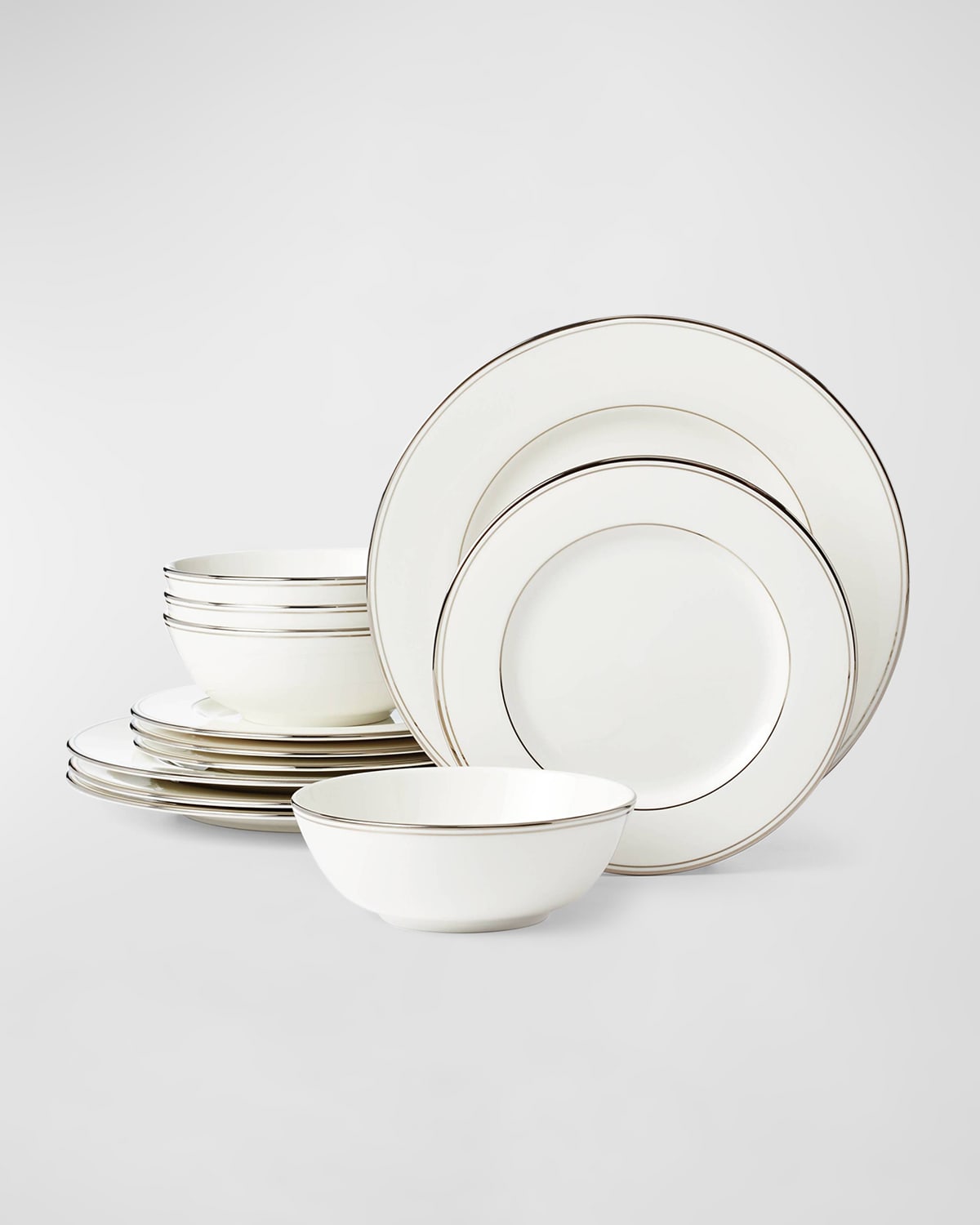 Shop Lenox Federal Gold 12-piece Dinnerware Set, Service For 4 In Platinum
