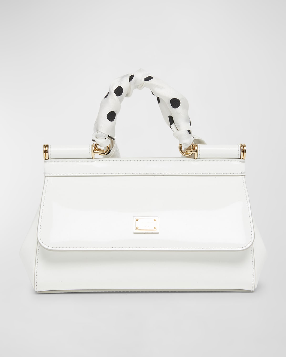 Dolce & Gabbana Sicily East-west Top-handle Bag With Polka-dot Scarf In White