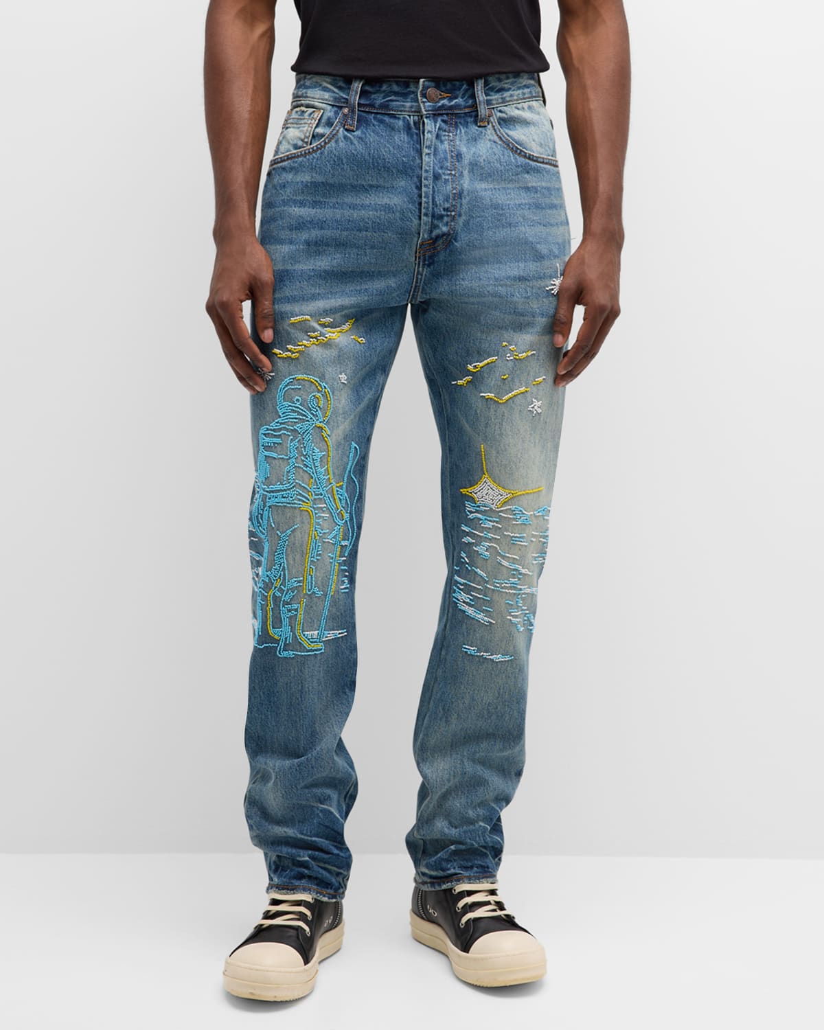 Shop Billionaire Boys Club Men's Starcrossed Embroidered Jeans In X Wash