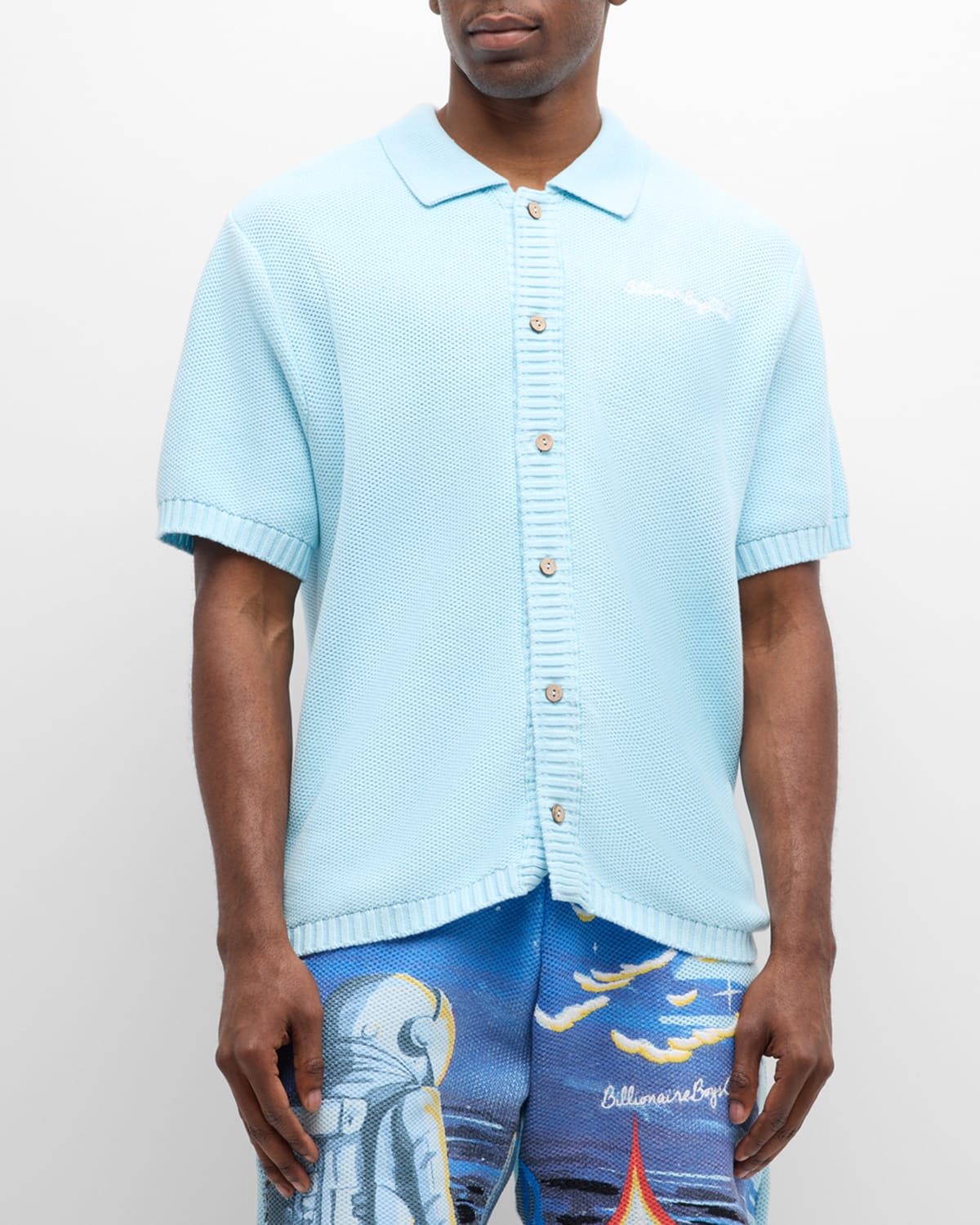 Shop Billionaire Boys Club Men's Quantum Knit Sport Shirt In Crystal Blue