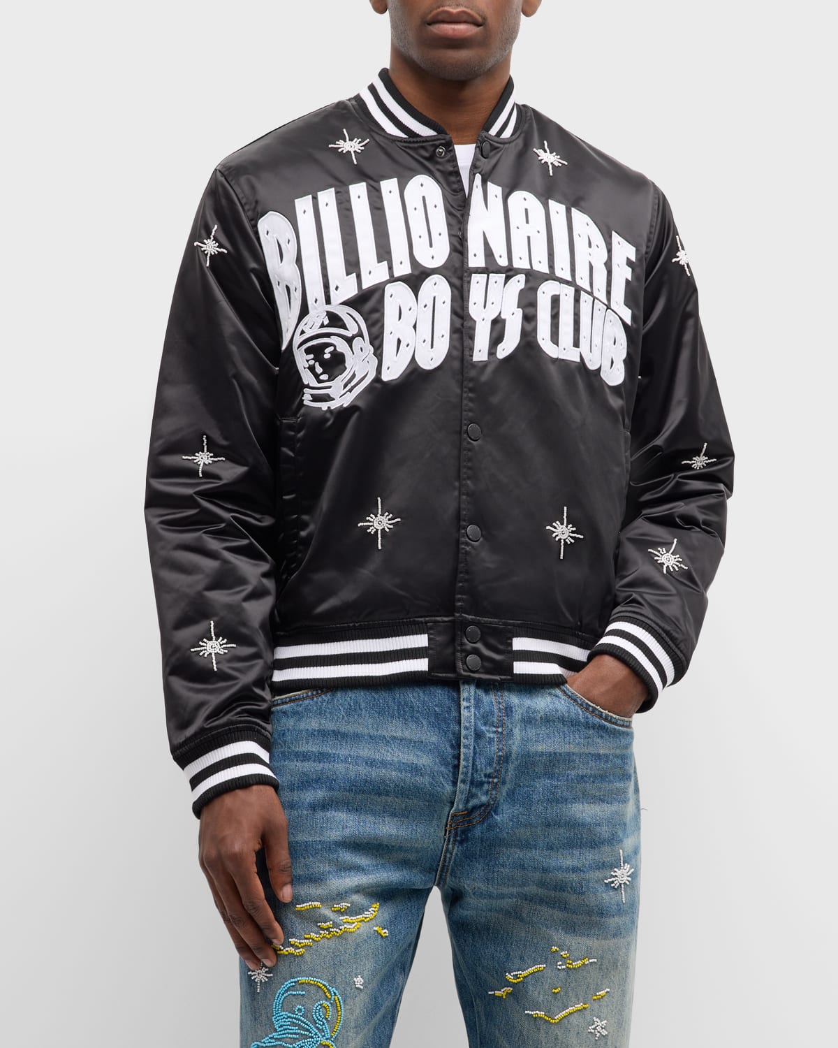 Shop Billionaire Boys Club Men's Beaded Views Jacket In Black