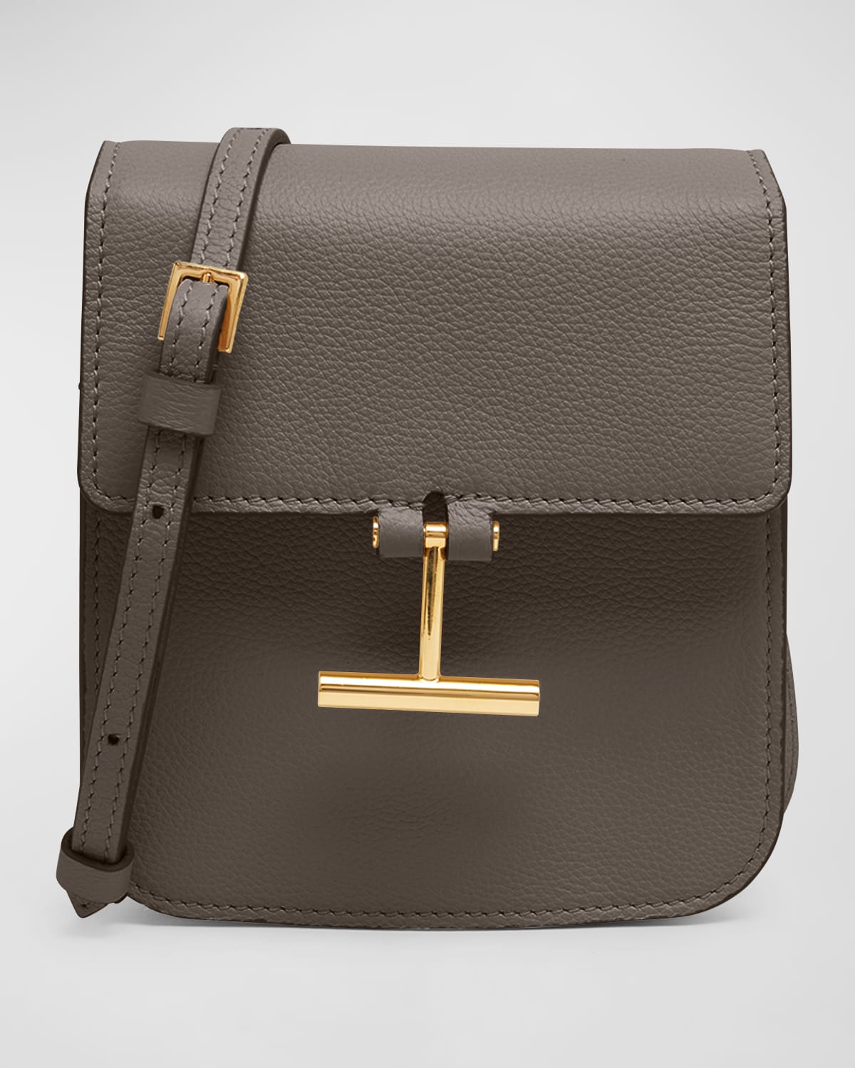 Tom Ford Tara Mini Crossbody Bag In Grain Leather In Graphite