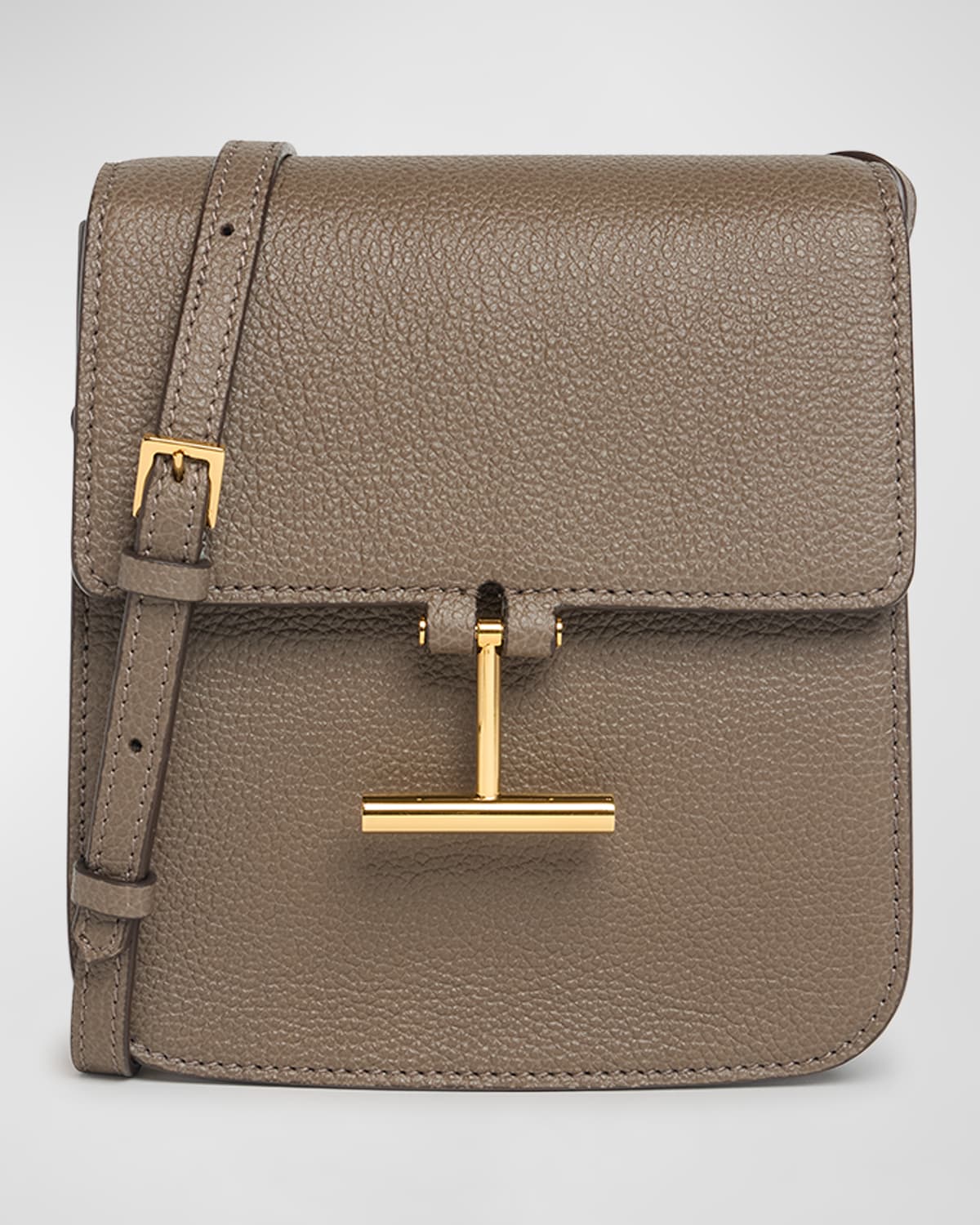 Tom Ford Tara Mini Crossbody Bag In Grain Leather In Greige