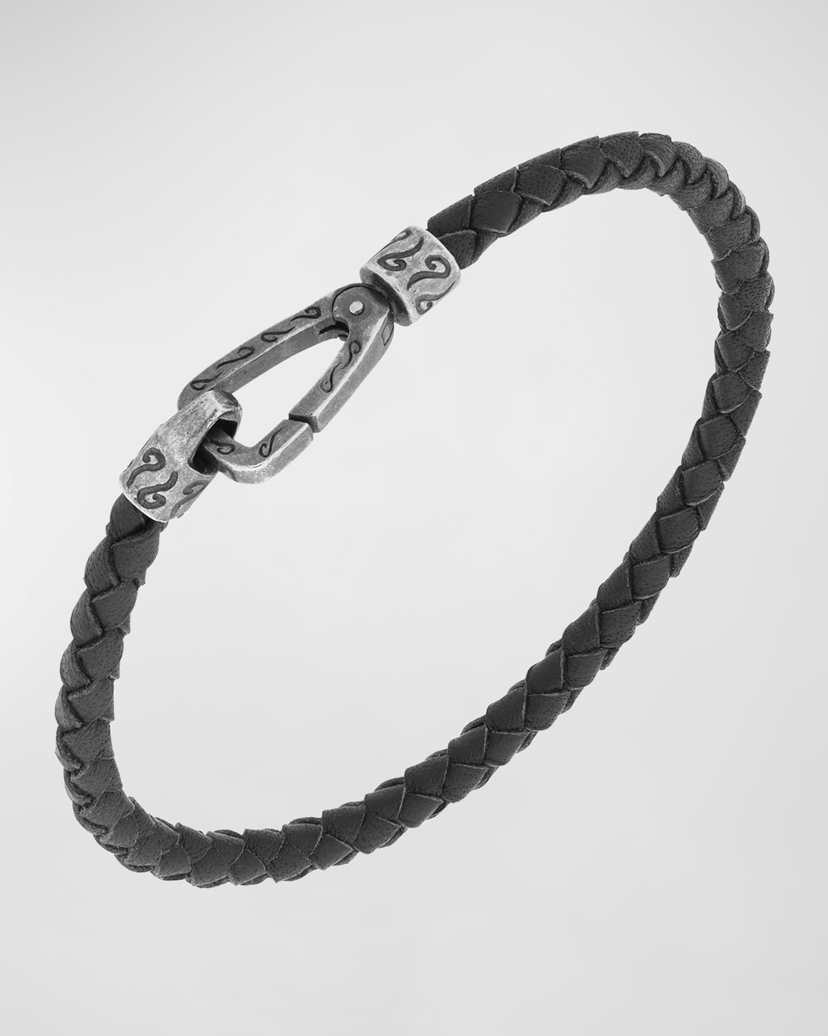 Shop Marco Dal Maso Men's Lash Woven Bracelet, Silver In Black/silver