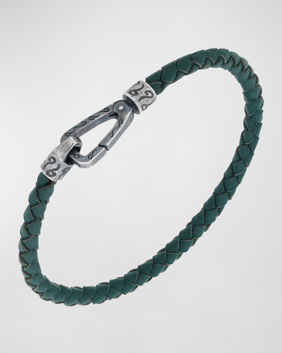 Shop Marco Dal Maso Men's Lash Woven Bracelet, Silver In Green/silver