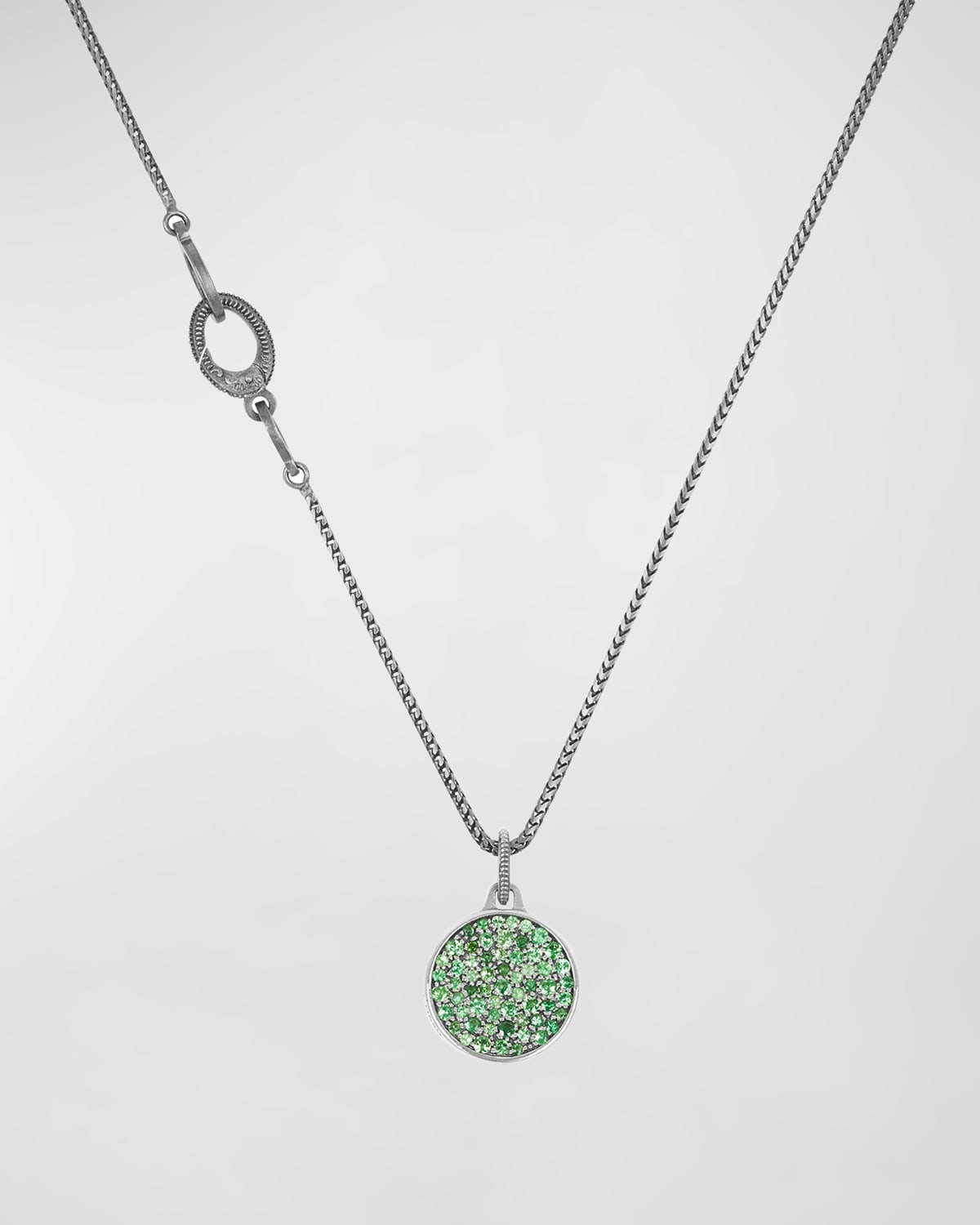 Shop Marco Dal Maso Men's Moneta Sovereign Disc Pendant Necklace In Tsavorite