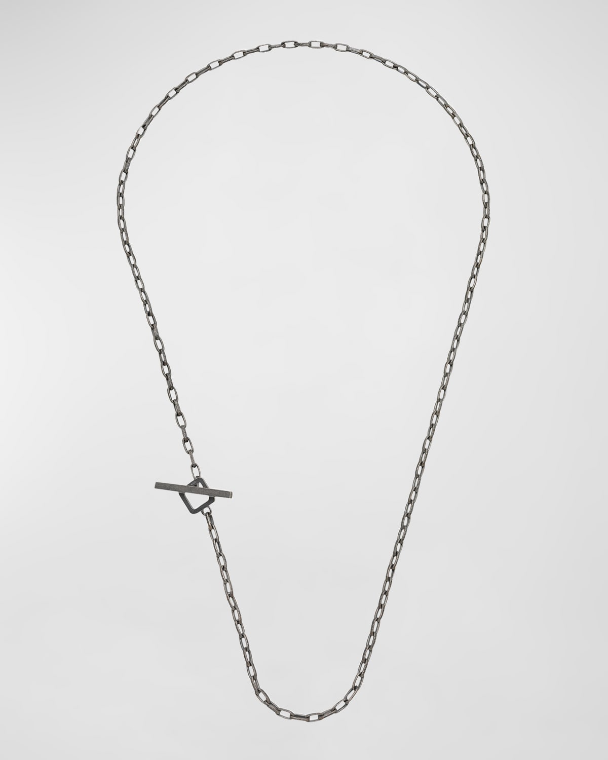 Men's Ulysses Hand Etched Link Lariat Necklace in Silver, 52mm