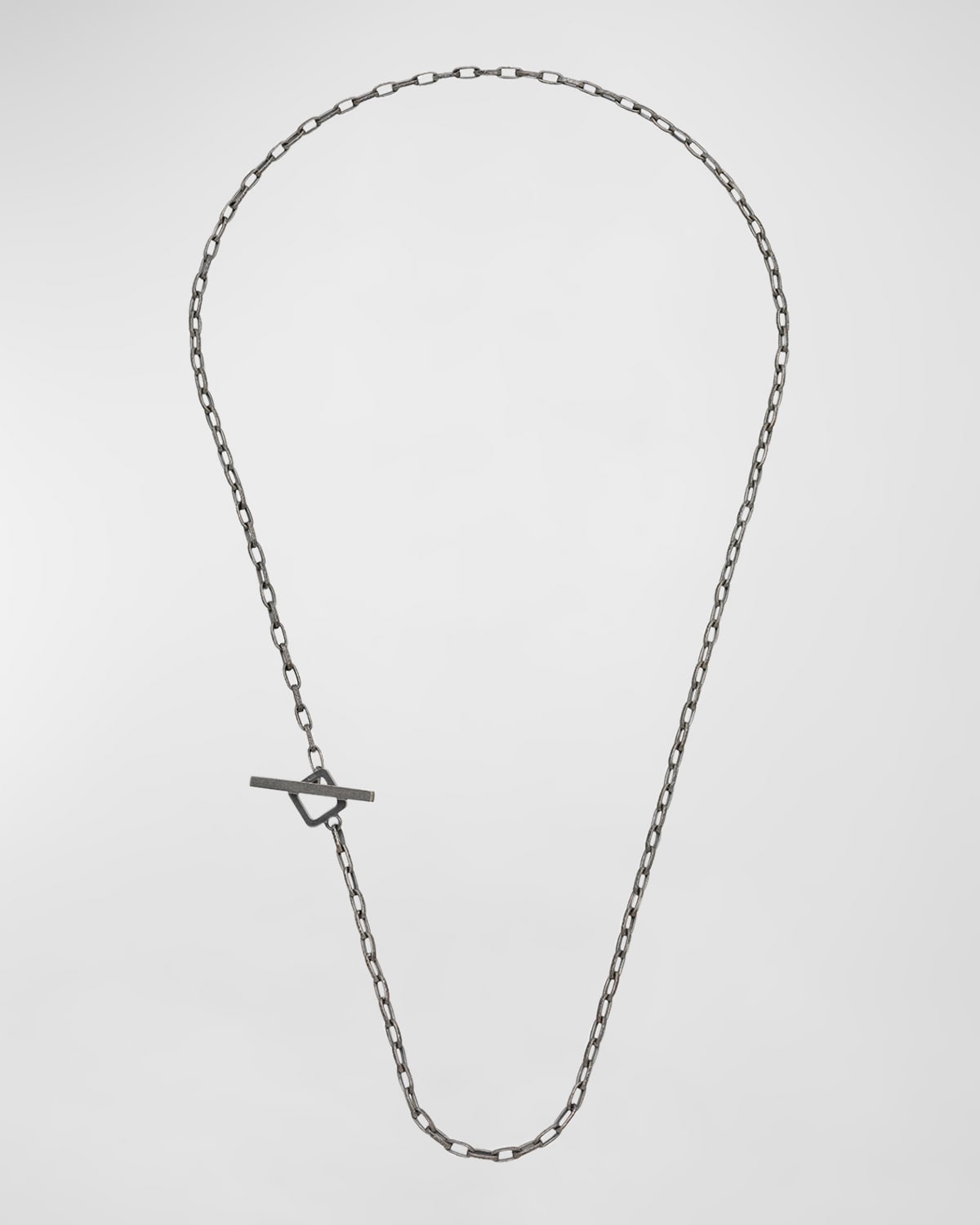 Shop Marco Dal Maso Men's Ulysses Hand Etched Link Lariat Necklace In Silver, 62mm In Oxidized Silver