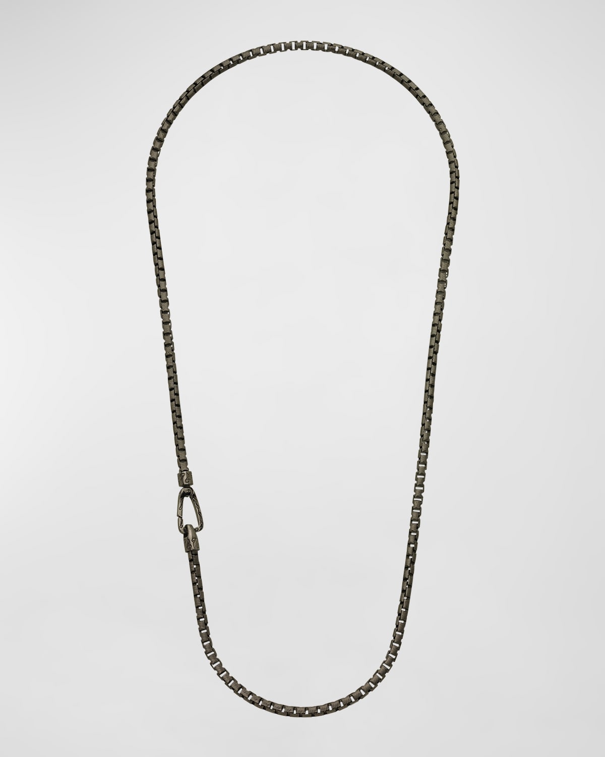 Men's Carved Tubolar Oxidized Necklace in Silver, 52cm