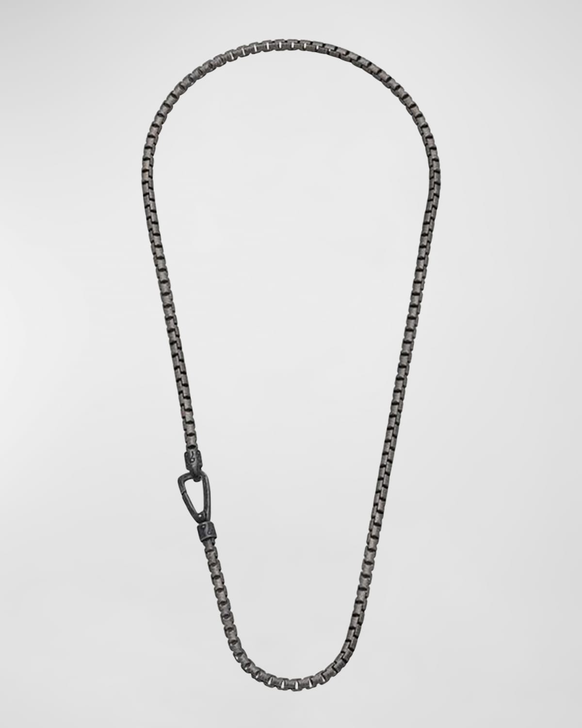 Men's Carved Tubolar Oxidized Necklace in Silver, 52cm