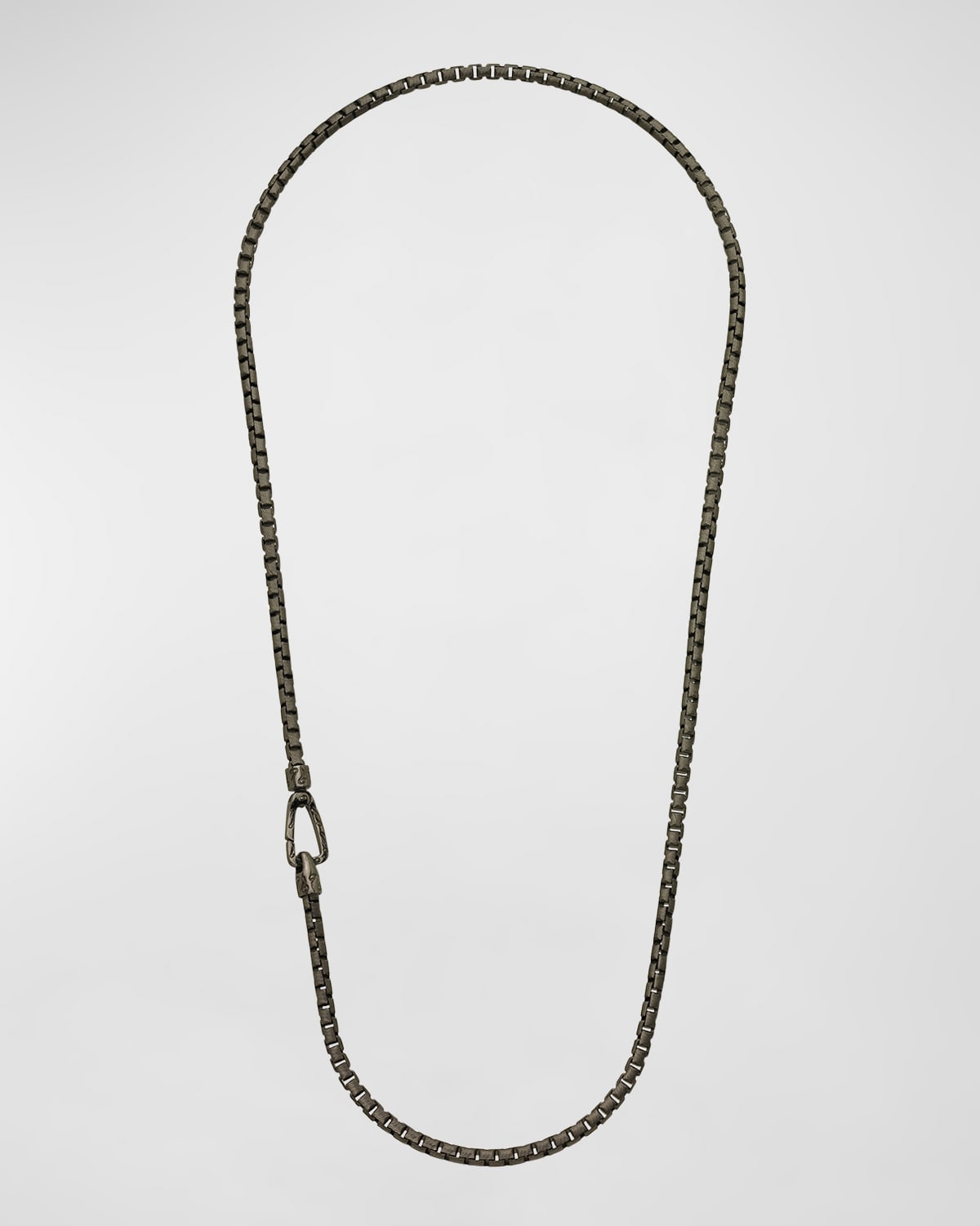 Men's Ulysses Etched Box Chain Necklace in Silver, 57mm