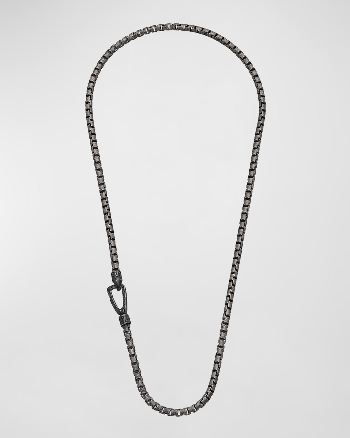 Men's Ulysses Etched Box Chain Necklace in Silver, 57mm
