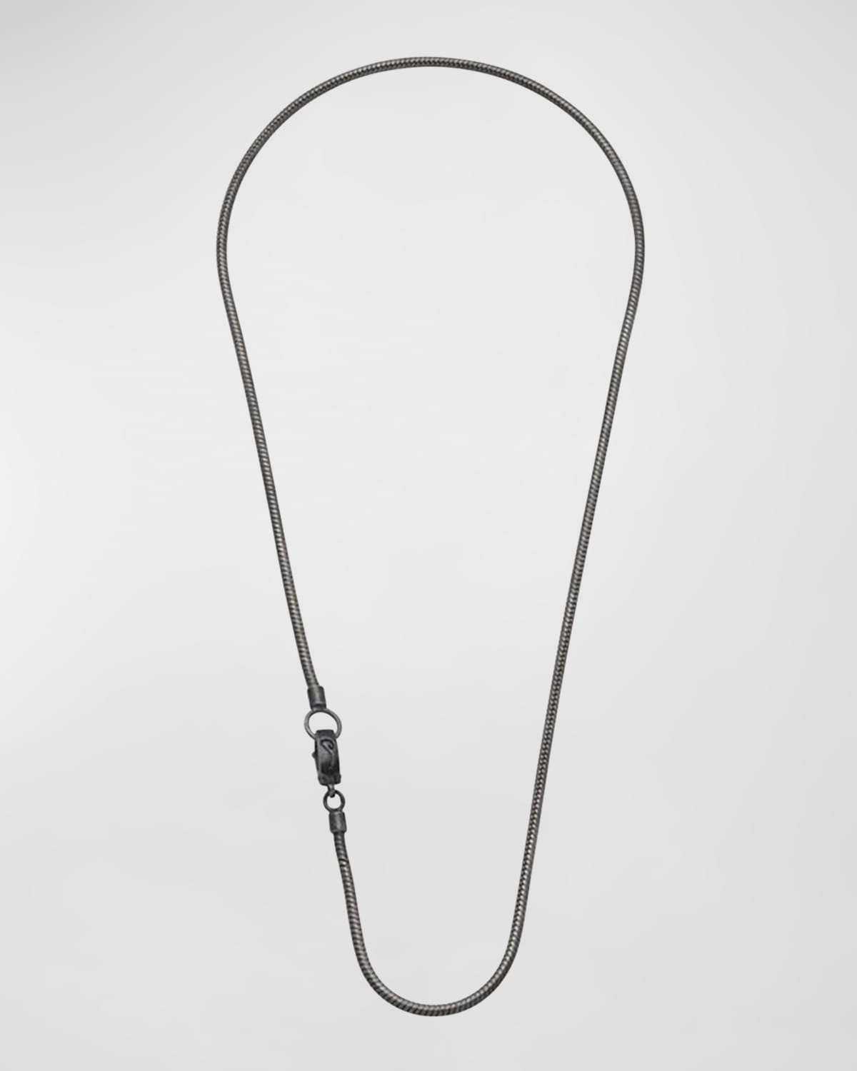 Men's Classy Oxidized Silver Necklace, 20"L