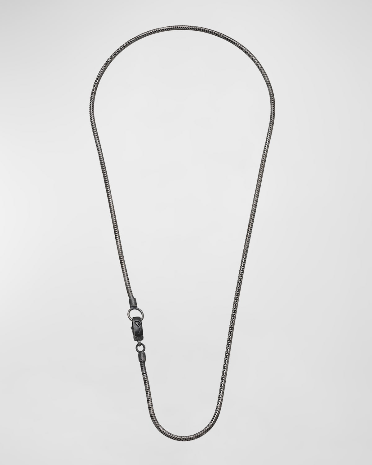 Men's Classy Oxidized Silver Necklace, 24"L