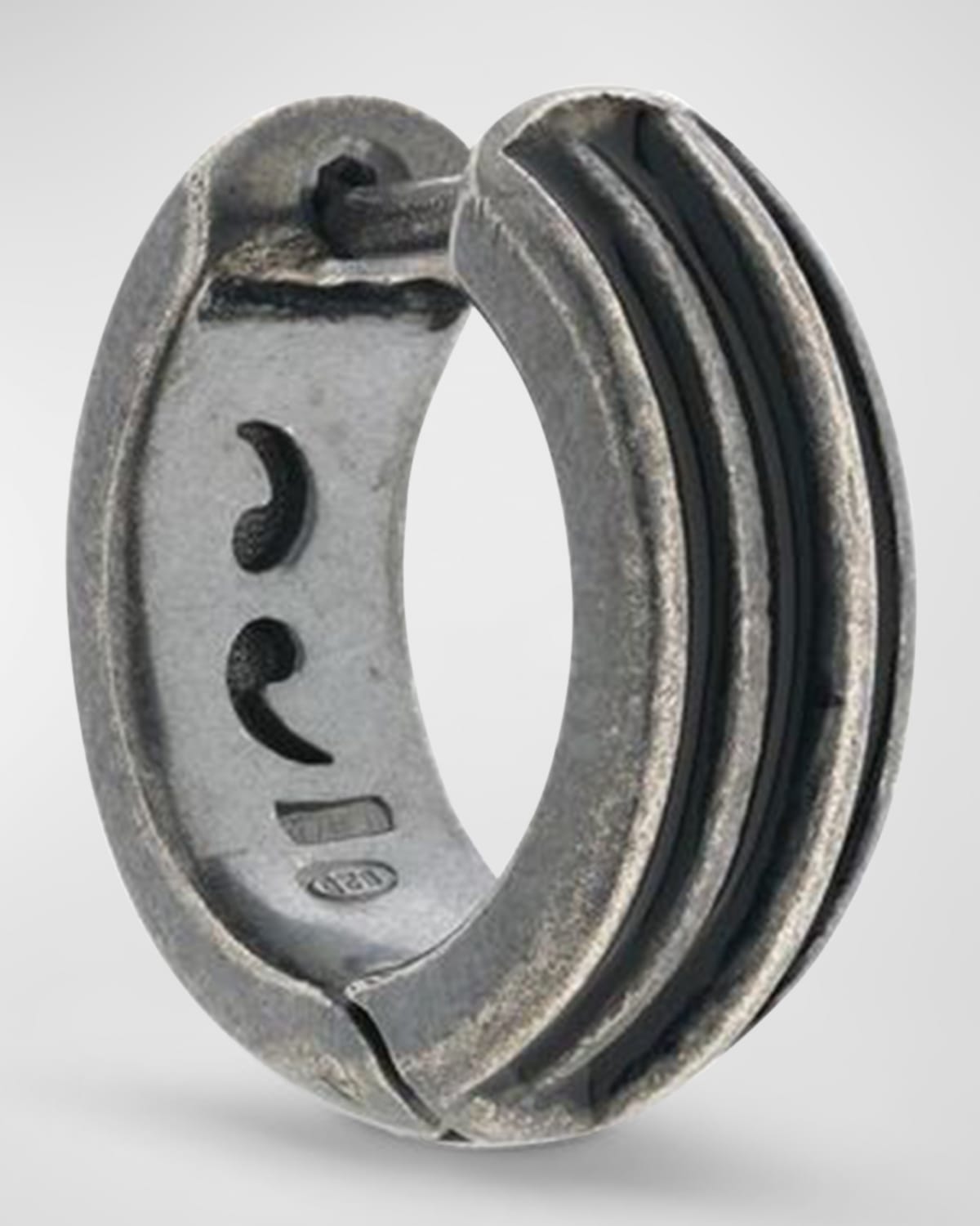 Men's Acies Enameled Silver Mono Huggie Earring, Single