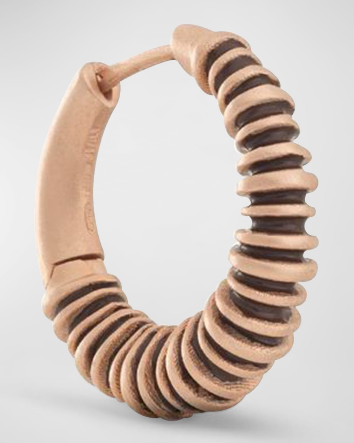 Men's 18K Rose Gold Matte Plated Silver Hoop Earring with Brown Enamel, Single